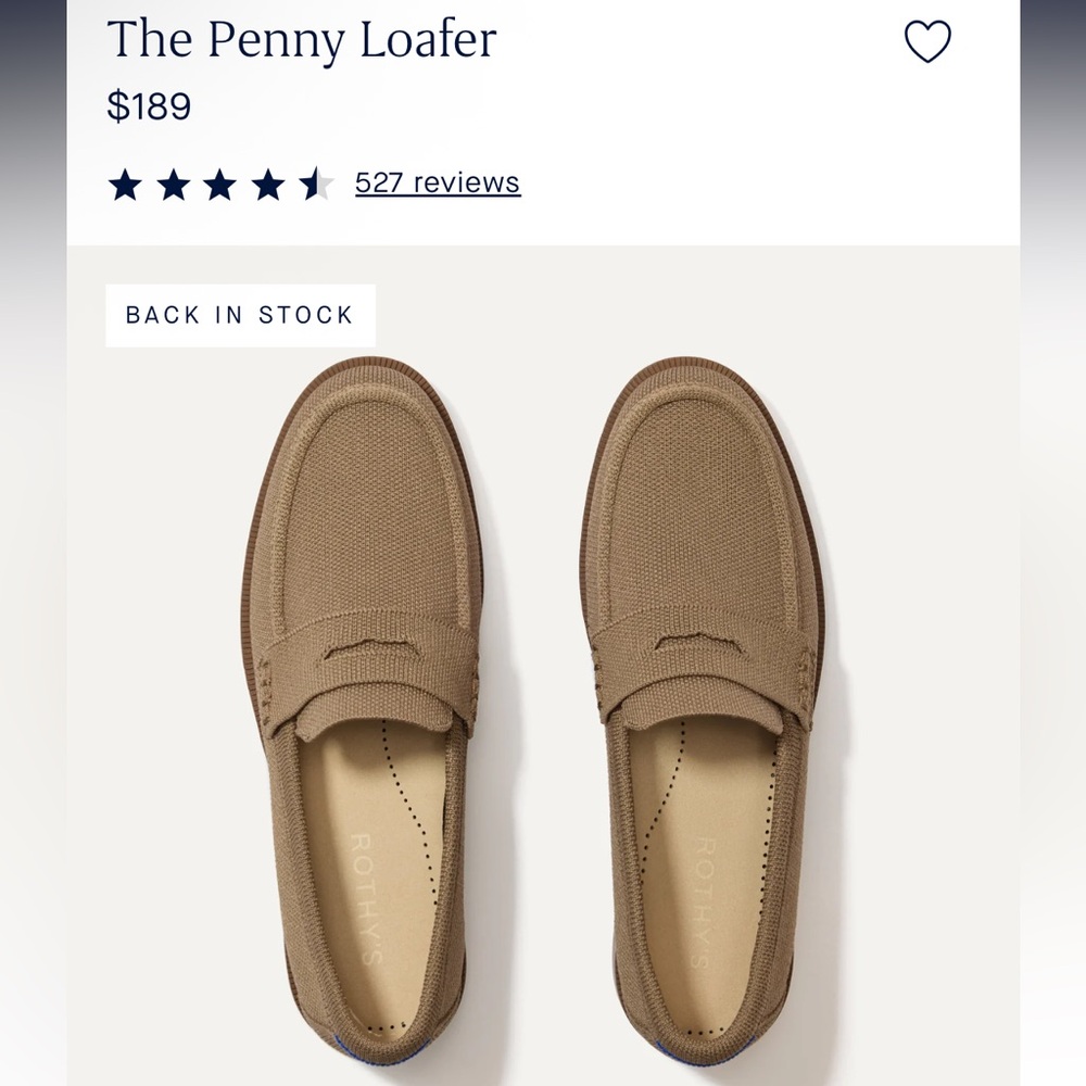 NEW Rothy's Penny Loafers Portobello Size 8